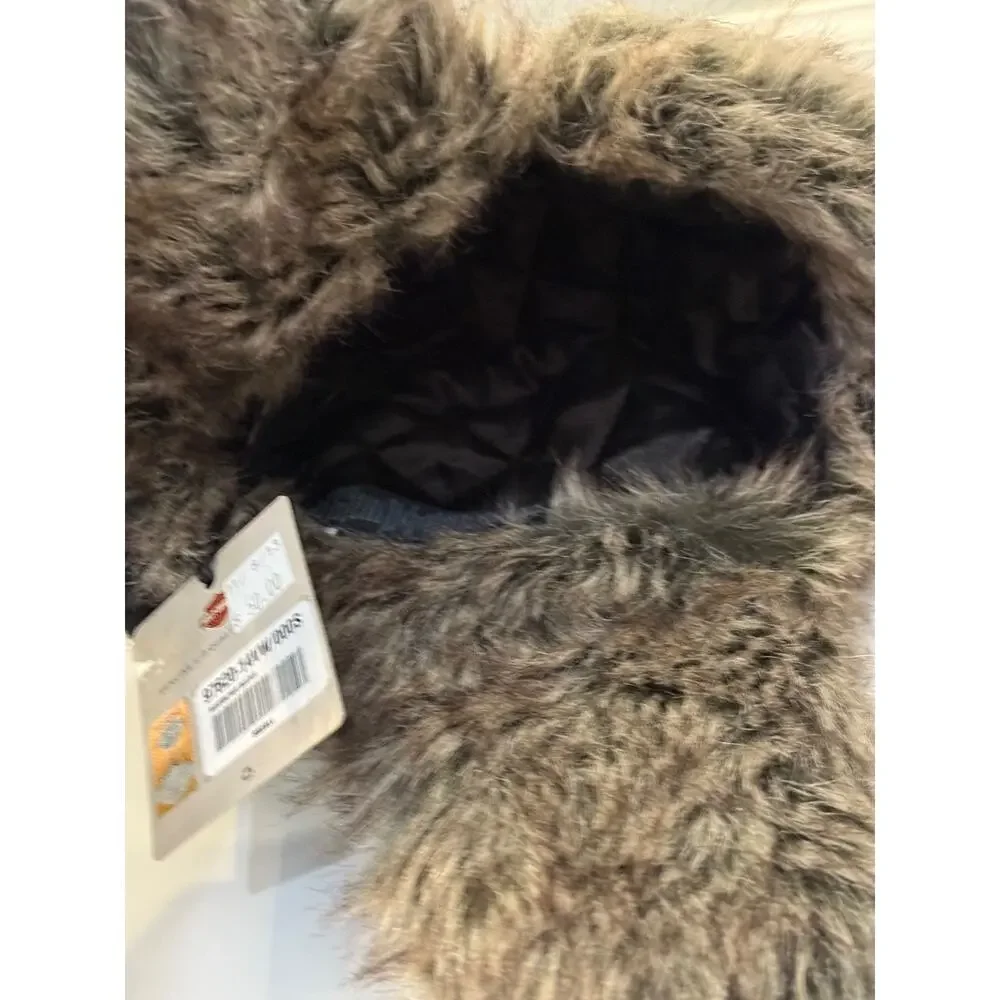 🏍️ Harley-Davidson Aviator Fur Trapper Hat Pom Pom Ear Flap Black Small NWT